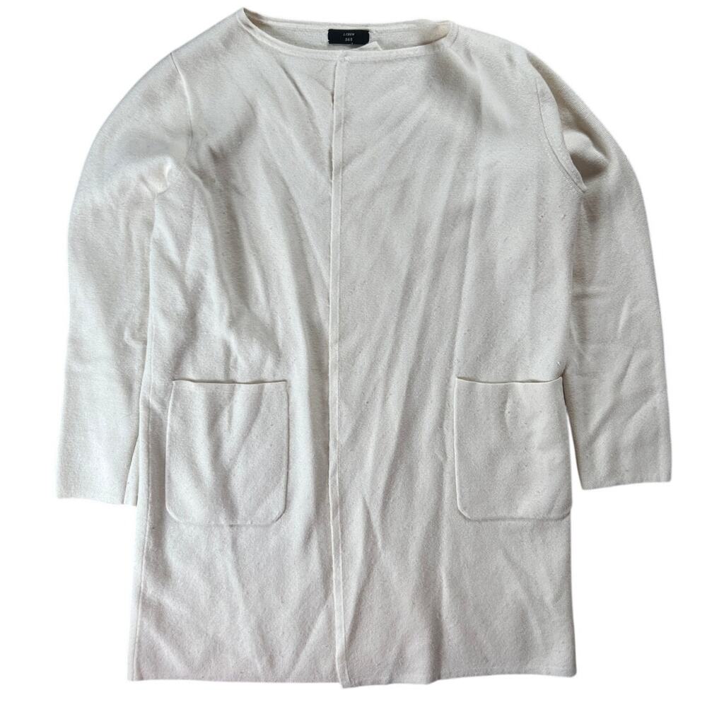 J. Crew 365 Womens Cotton Collared V-Neck Long Sleeve Cardigan White L
